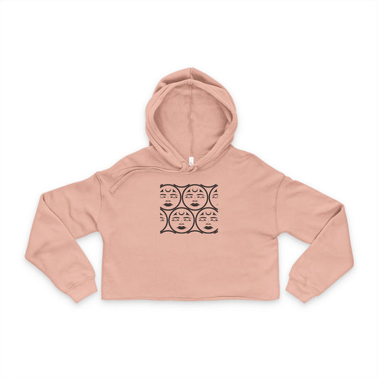 Women's Cropped Hoodie with “Many Moons” design by Joshua Watts