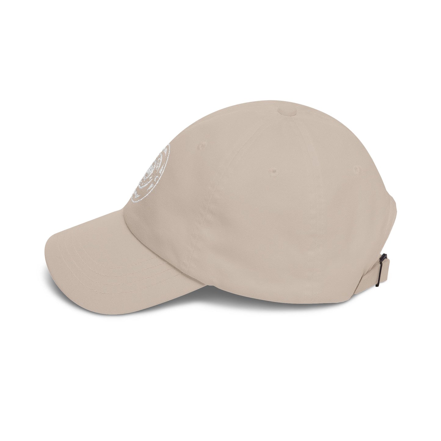 Distressed Coastal Wave Dad Cap — Beige Embroidered Circle Logo Hat
