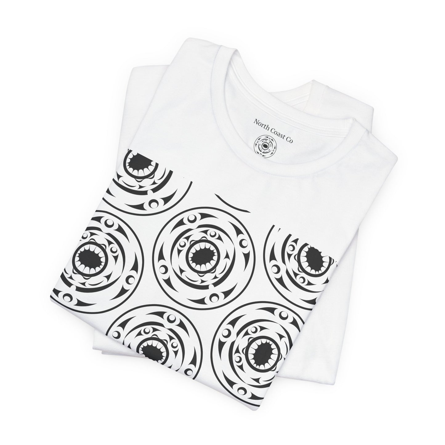 Unisex T-shirt featuring black and white "Life and Death“ design pattern by Joshua Watts