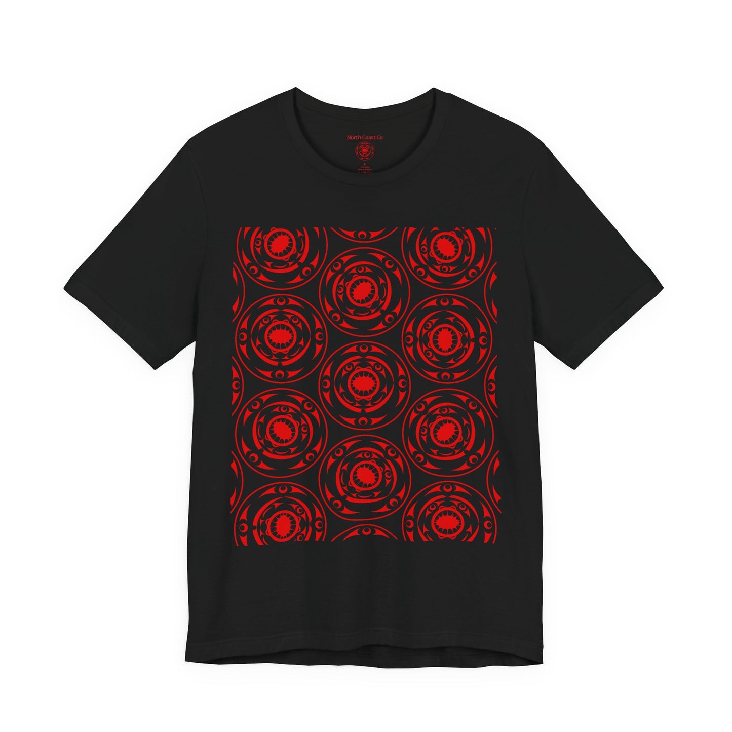 Unisex T-Shirt with red “Life and Death” pattern design by Joshua Watts