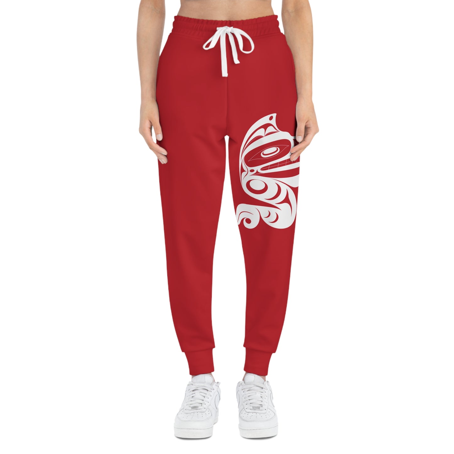 Unisex Red and White Athletic fit Joggers designed by Joshua watts
