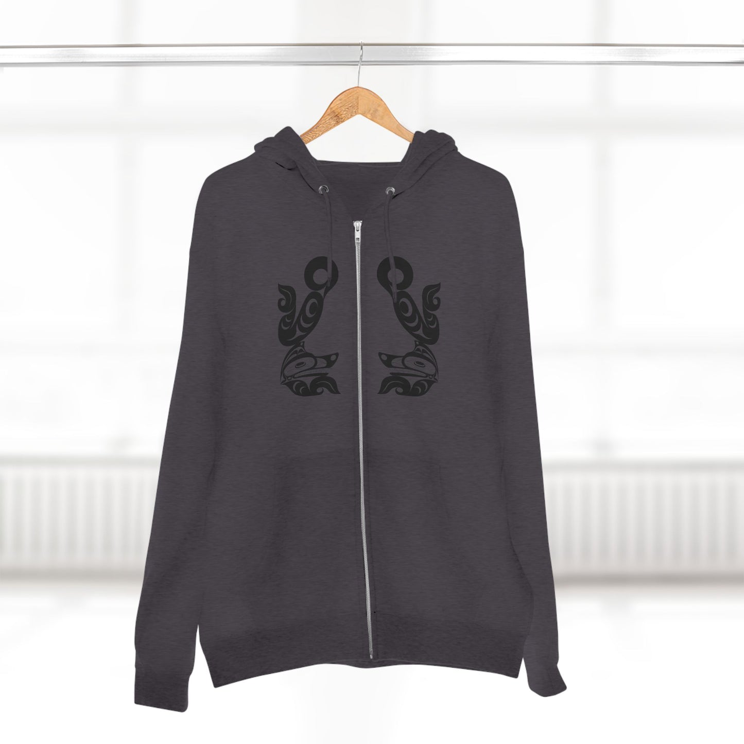 Unisex Zip Hoodie with “Tsuu-Baa-Asaxt Wolves” design by Joshua Watts