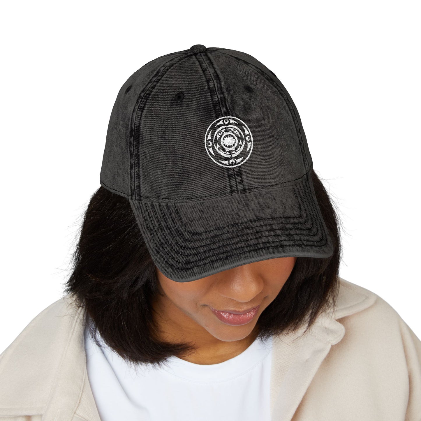 Vintage Embroidered Cap — Distressed Target Logo Cotton Hat