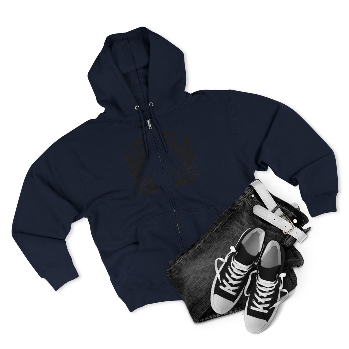Unisex Zip Hoodie with “Tsuu-Baa-Asaxt Wolves” design by Joshua Watts