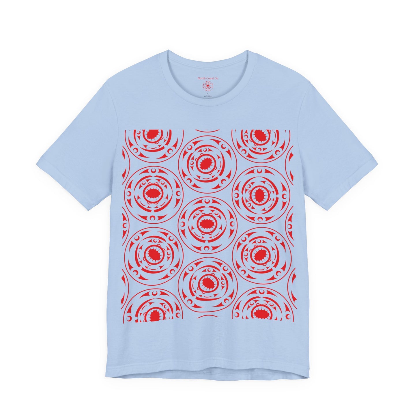 Unisex T-Shirt with red “Life and Death” pattern design by Joshua Watts