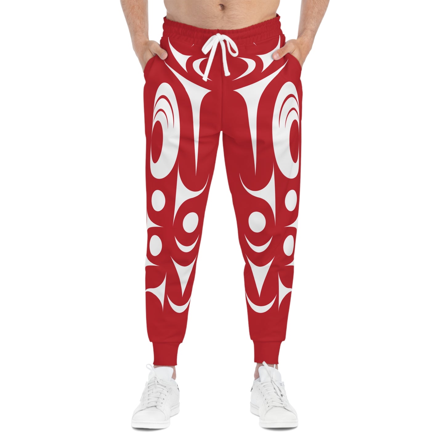Unisex Red and White Athletic joggers designed by Joshua Watts