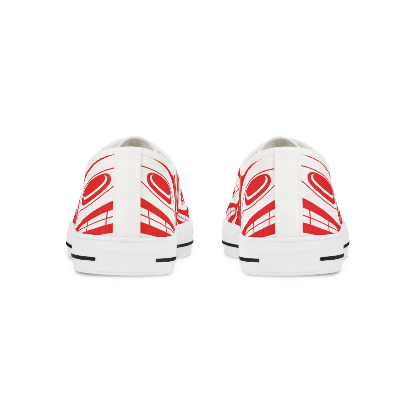 Men's White Low Top shoes with Red Wolf design by Joshua Watts