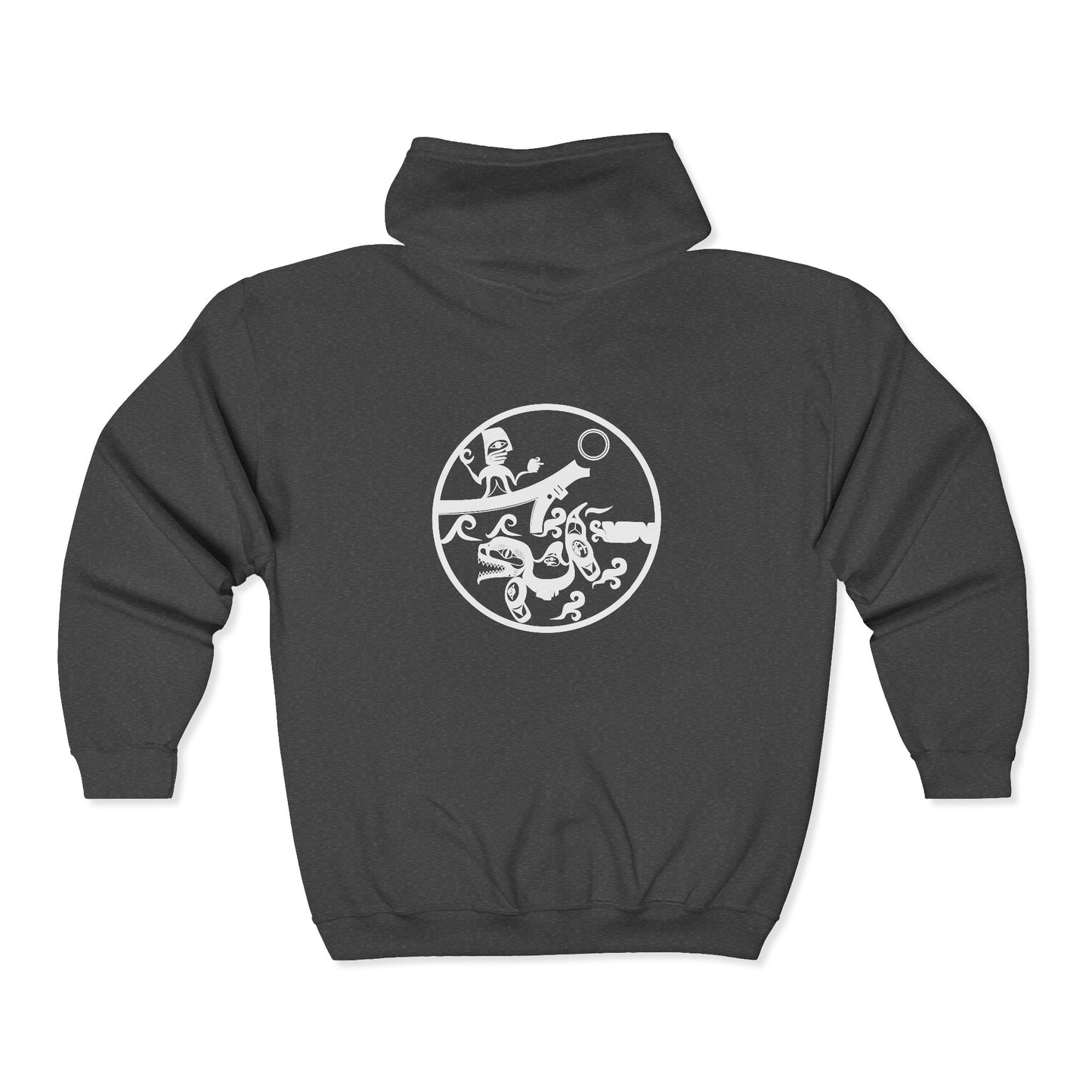 Unisex Zip Hoodie with White “Observing” design by Joshua Watts