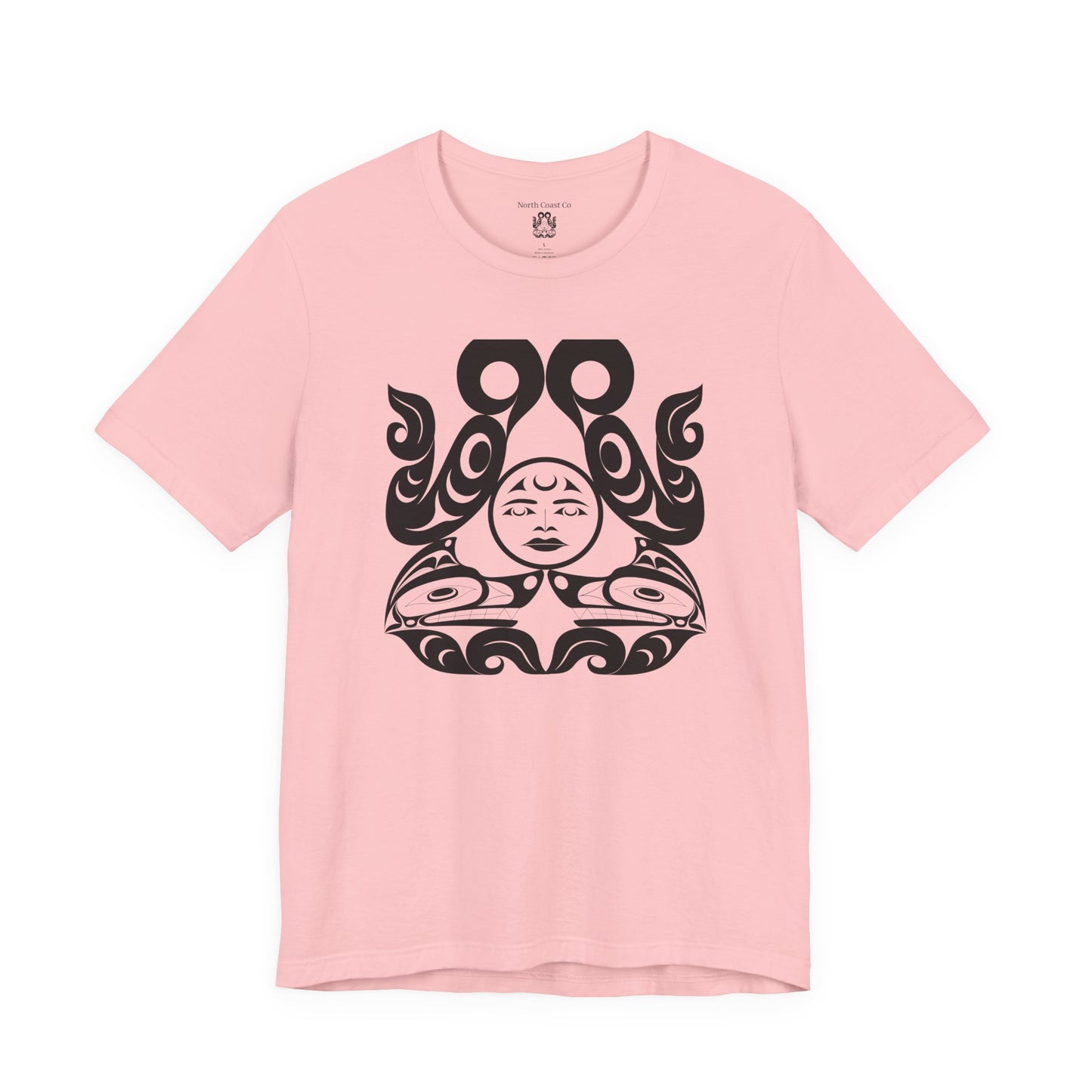 Unisex T-Shirt with black and white “Tsuu-Baa-Asaxt wolves” design by Joshua Watts