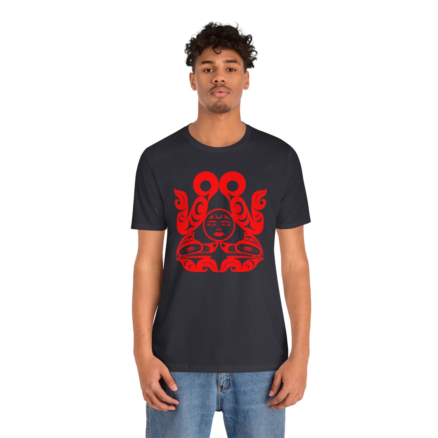 Unisex T-shirt with “Tsuu-Baa-Asaxt Wolves” design by Joshua Watts