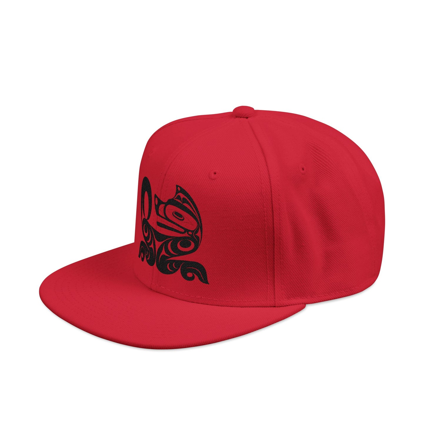 Embroidered Snapback Cap with Black Wolf design by Joshua Watts