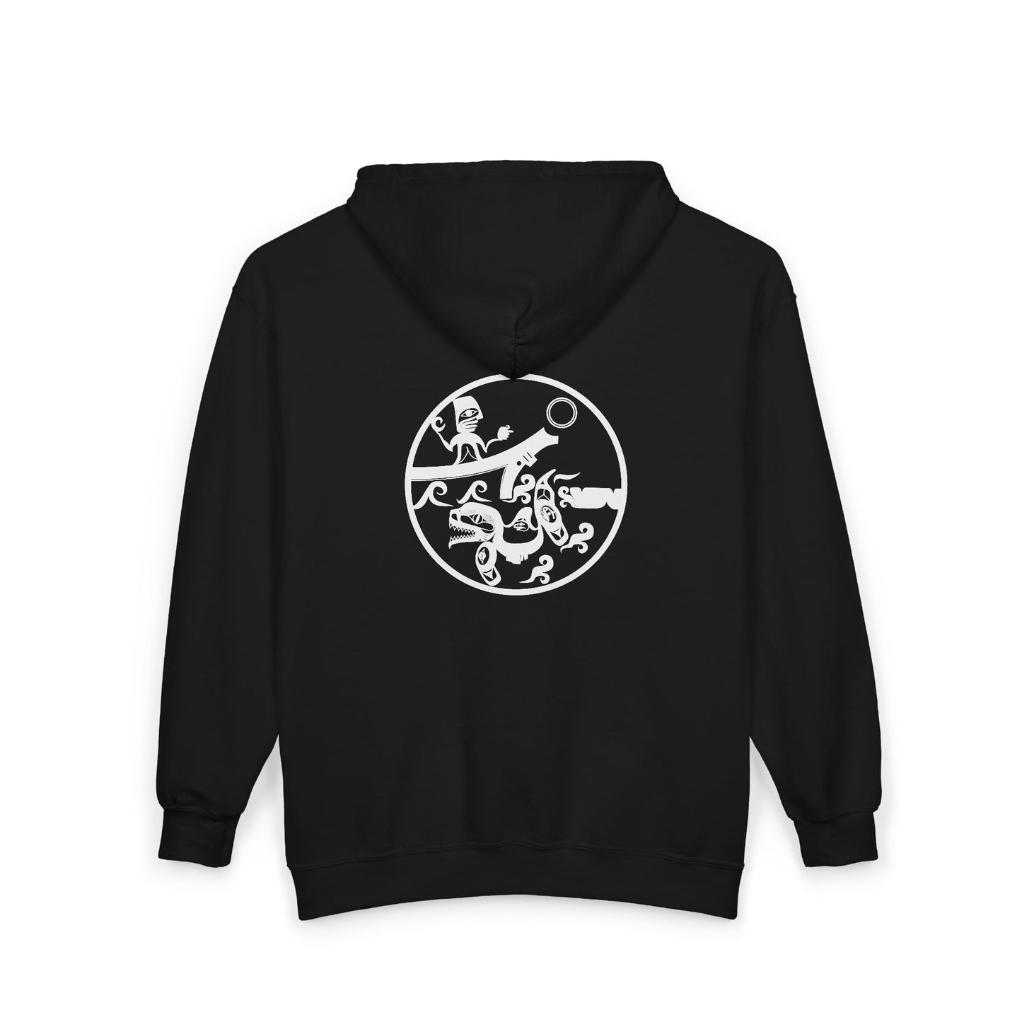 Unisex Zip Hoodie with White “Observing” design by Joshua Watts