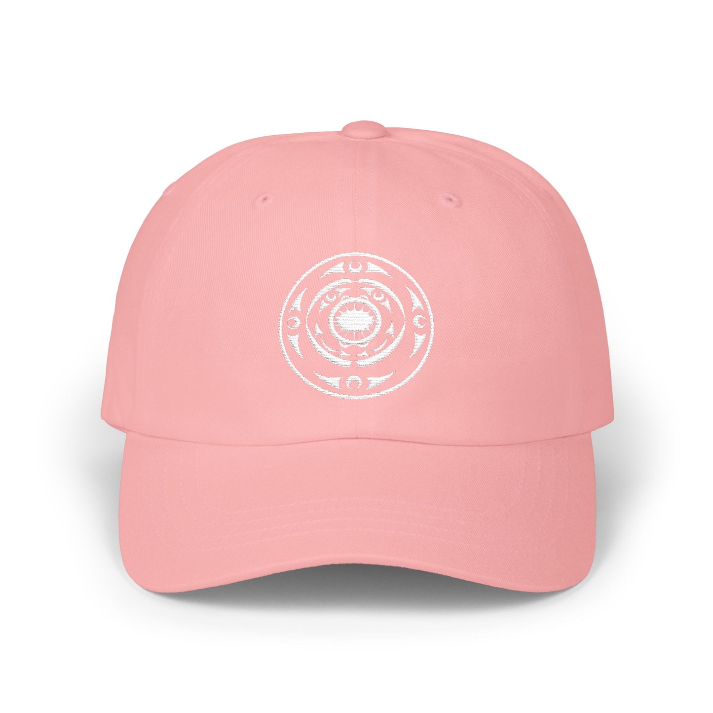 Distressed Coastal Wave Dad Cap — Beige Embroidered Circle Logo Hat