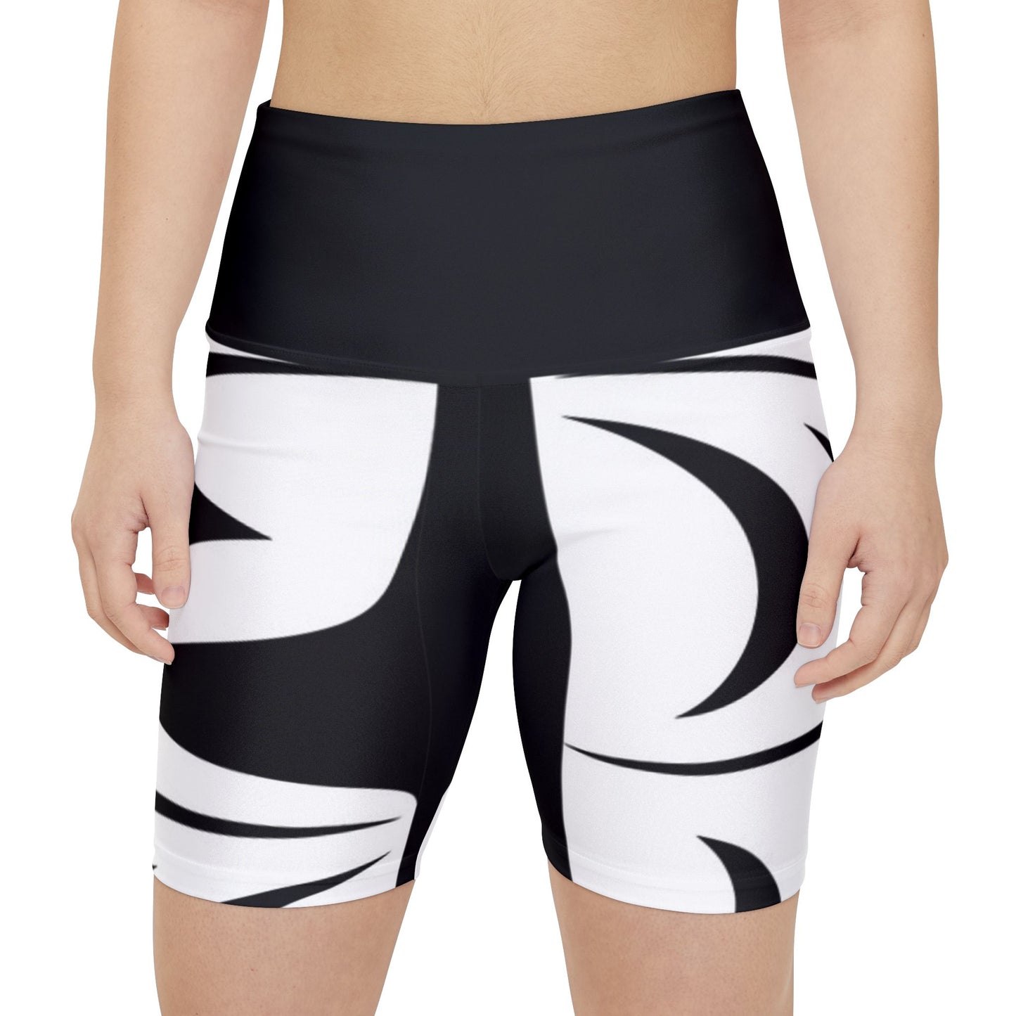 Black Biker Shorts with White Snake design by Joshua Watts
