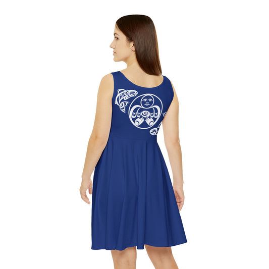 Blue Skater Dress with Hishuk’ish Tsawak design by Joshua Watts