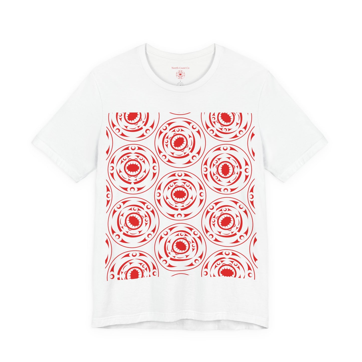 Unisex T-Shirt with red “Life and Death” pattern design by Joshua Watts
