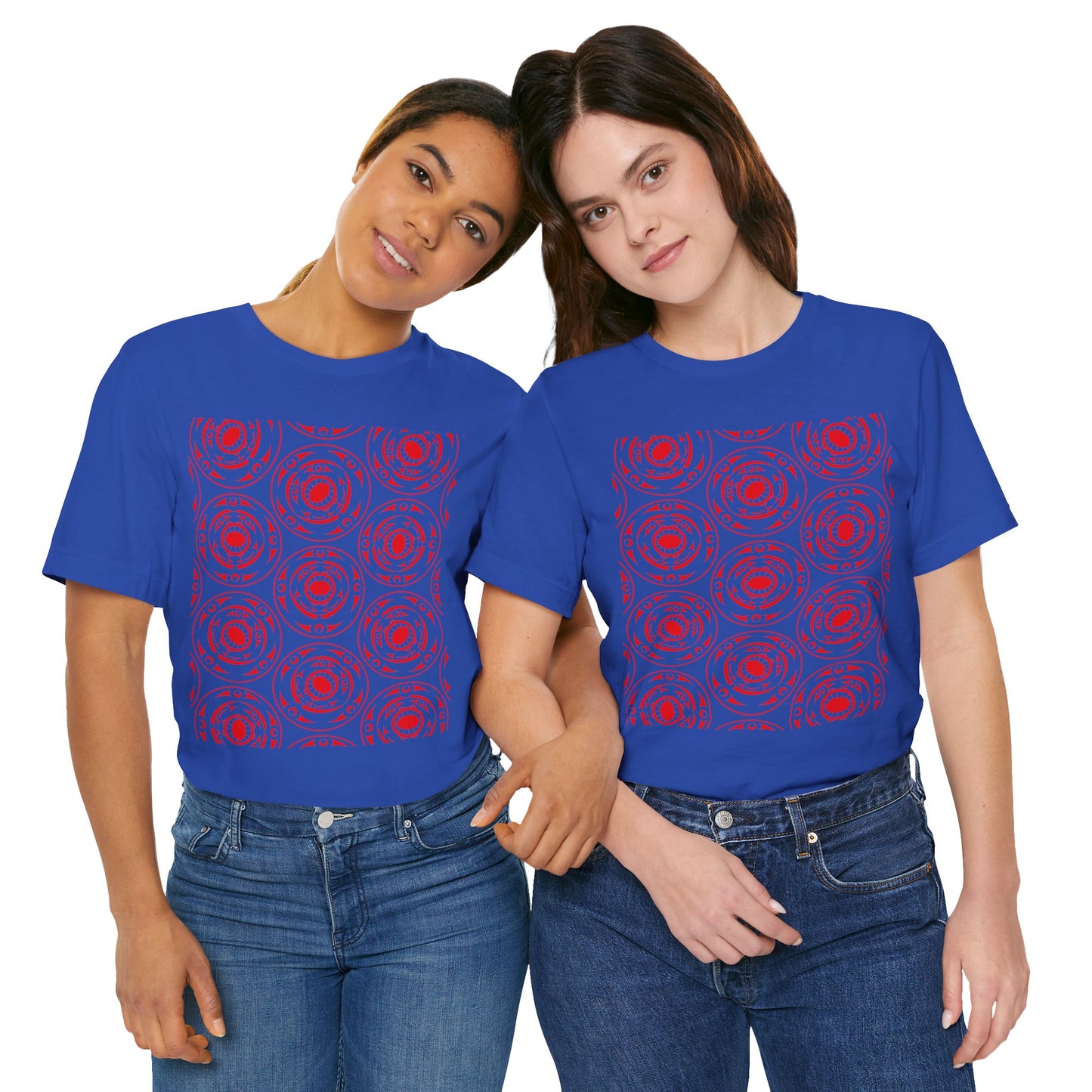 Unisex T-Shirt with red “Life and Death” pattern design by Joshua Watts