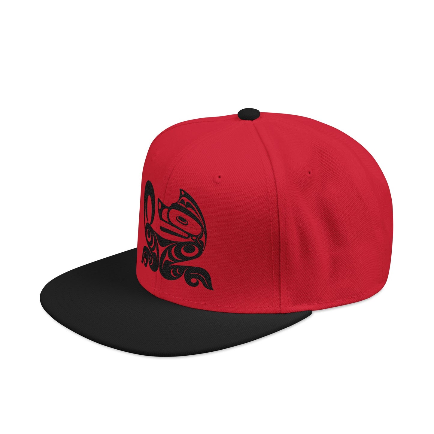 Embroidered Snapback Cap with Black Wolf design by Joshua Watts