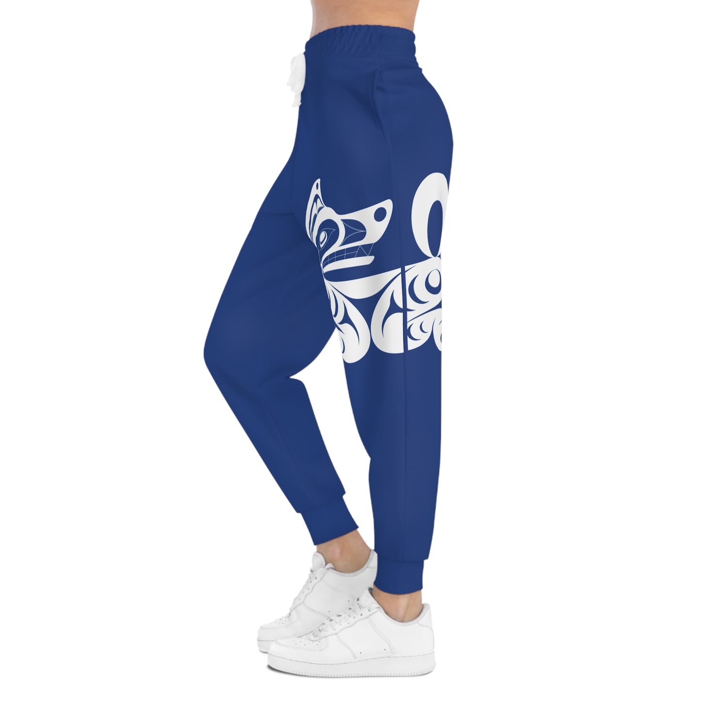 Unisex Dark Blue and White Athletic fit Joggers designed by Joshua watts