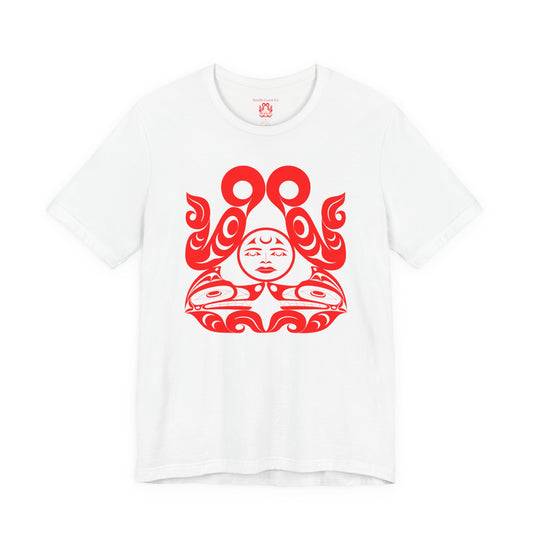 Unisex T-shirt with “Tsuu-Baa-Asaxt Wolves” design by Joshua Watts