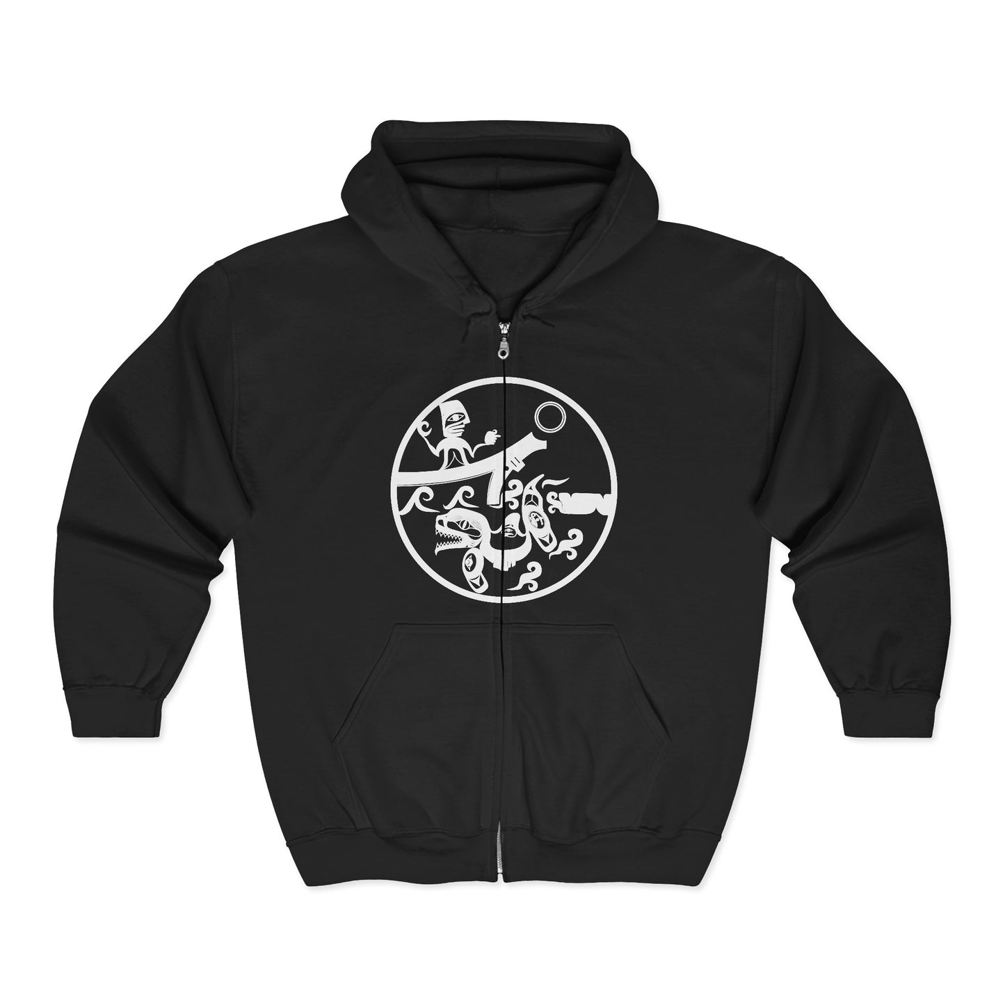 Unisex Zip Hoodie with White “Observing” design by Joshua Watts