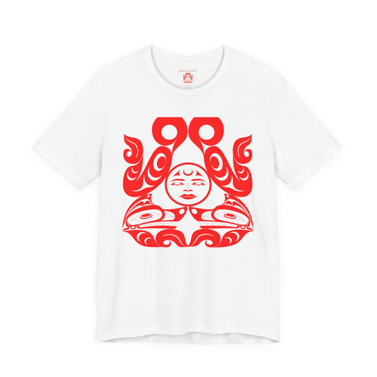 Unisex T-shirt with “Tsuu-Baa-Asaxt Wolves” design by Joshua Watts
