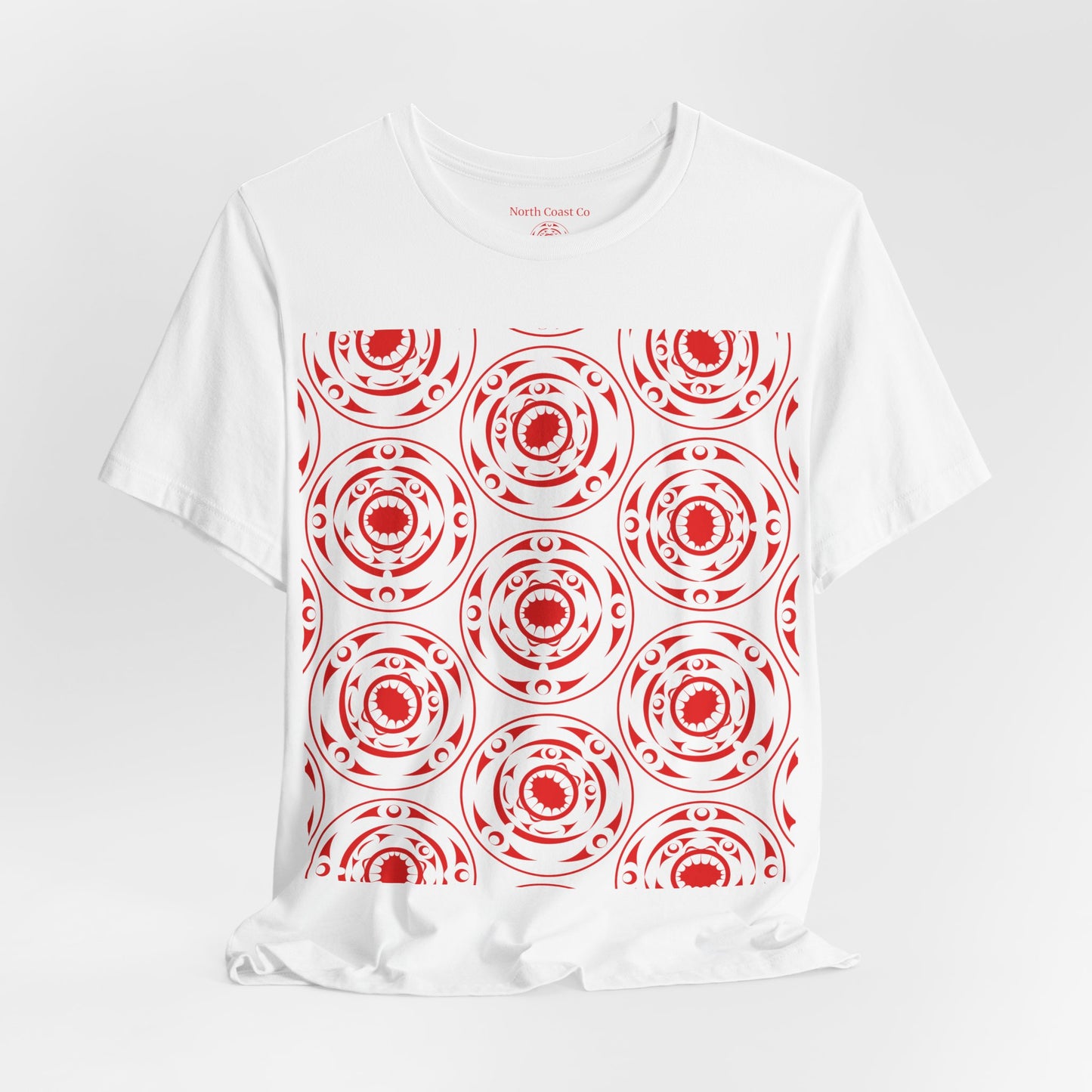 Unisex T-Shirt with red “Life and Death” pattern design by Joshua Watts