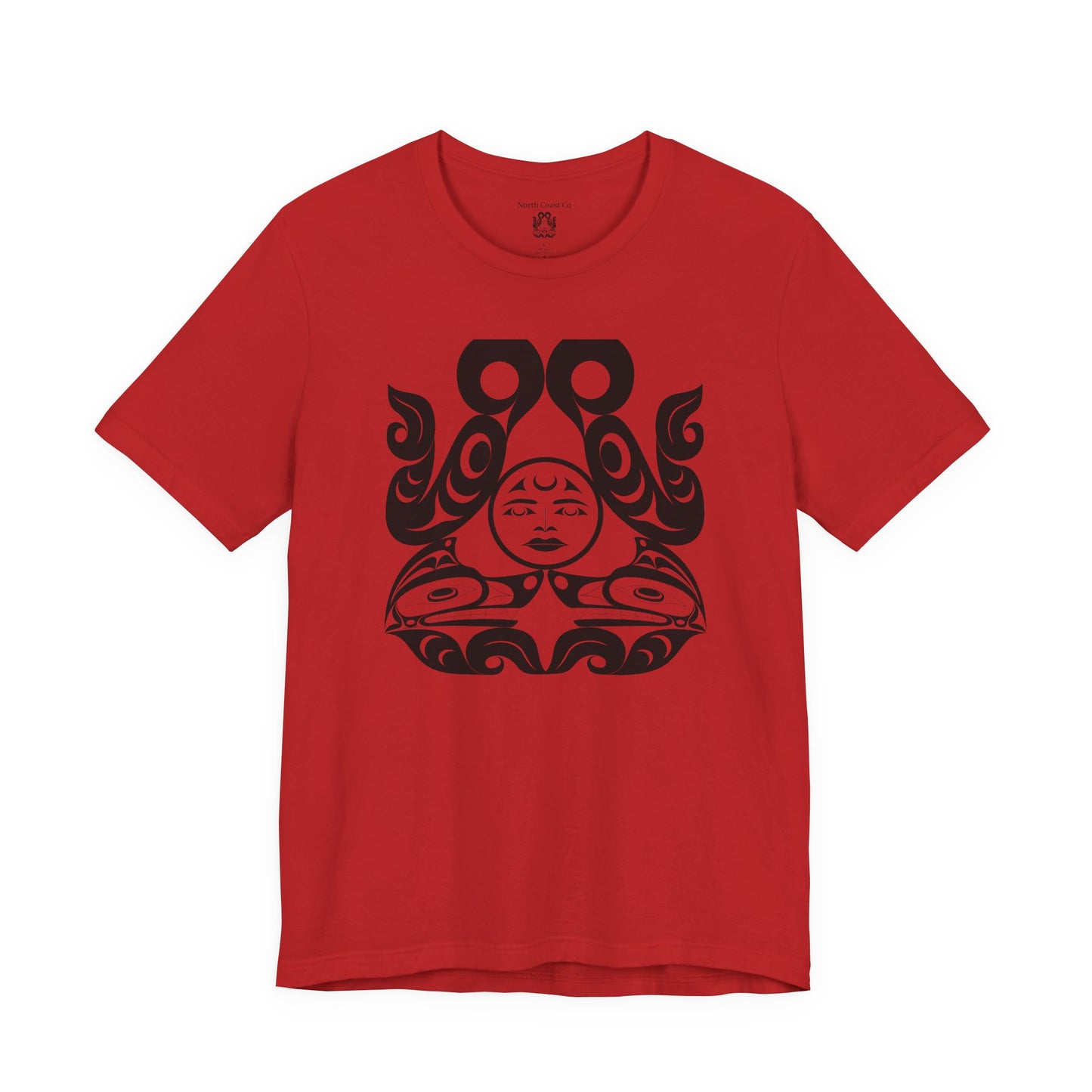 Unisex T-Shirt with black and white “Tsuu-Baa-Asaxt wolves” design by Joshua Watts