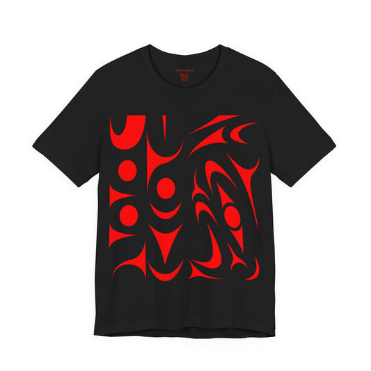 Unisex T-shirt with red Thunderbird design by Joshua Watts