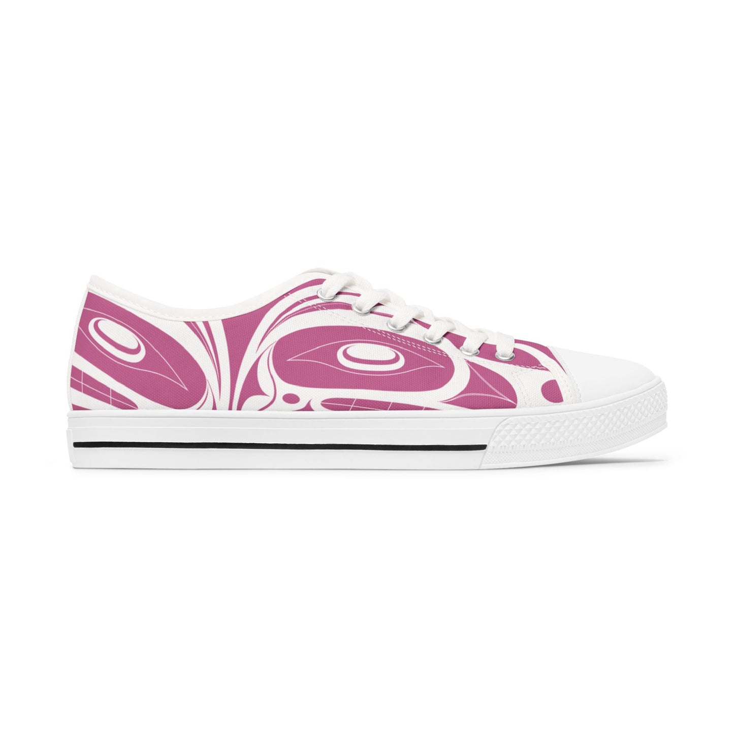 Women's Pink Low Top shoes with White Wolf design by Joshua Watts