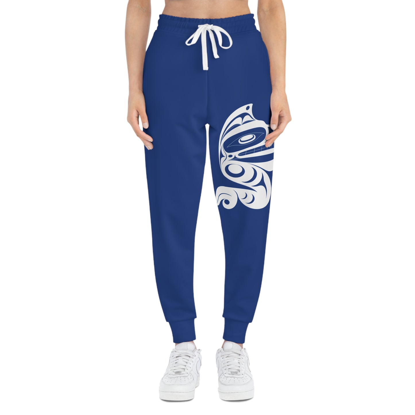 Unisex Dark Blue and White Athletic fit Joggers designed by Joshua watts