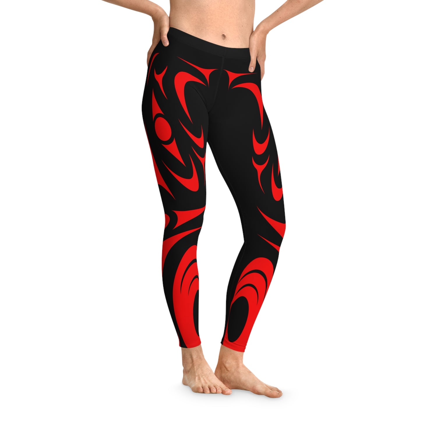 Black and Red Thunderbird Leggings designed by Joshua Watts