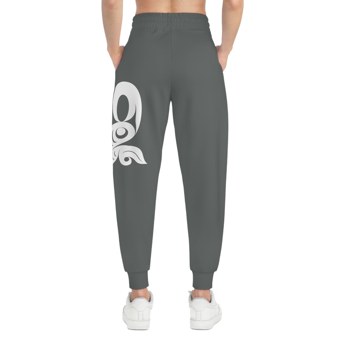 Unisex Grey and White Athletic fit Joggers designed by Joshua watts