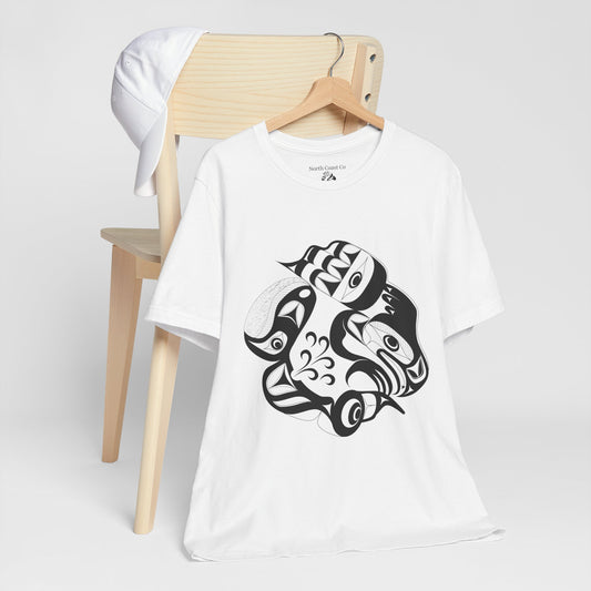 Unisex T-Shirt with “Whale Hunt” design by Joshua Watts