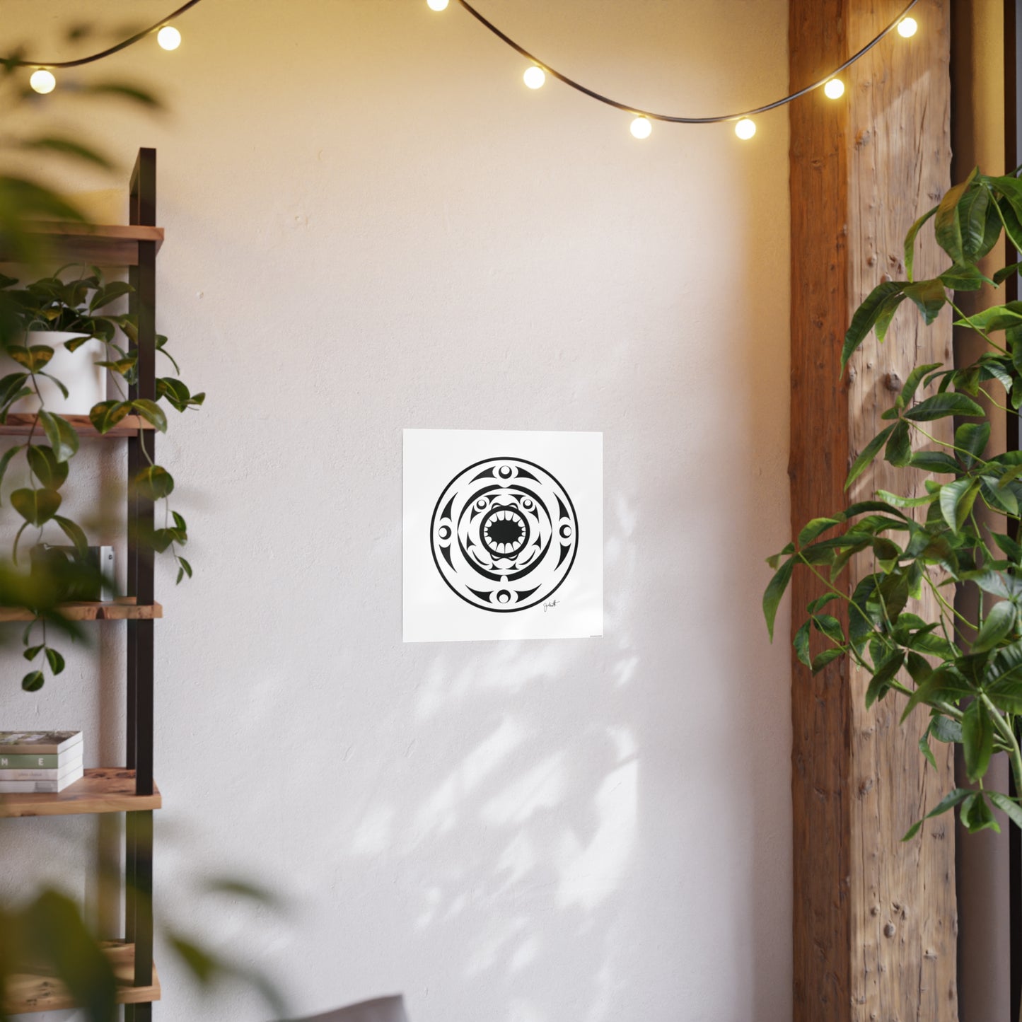 Tribal Shark Mandala Poster — Black Graphic Photo Art Print