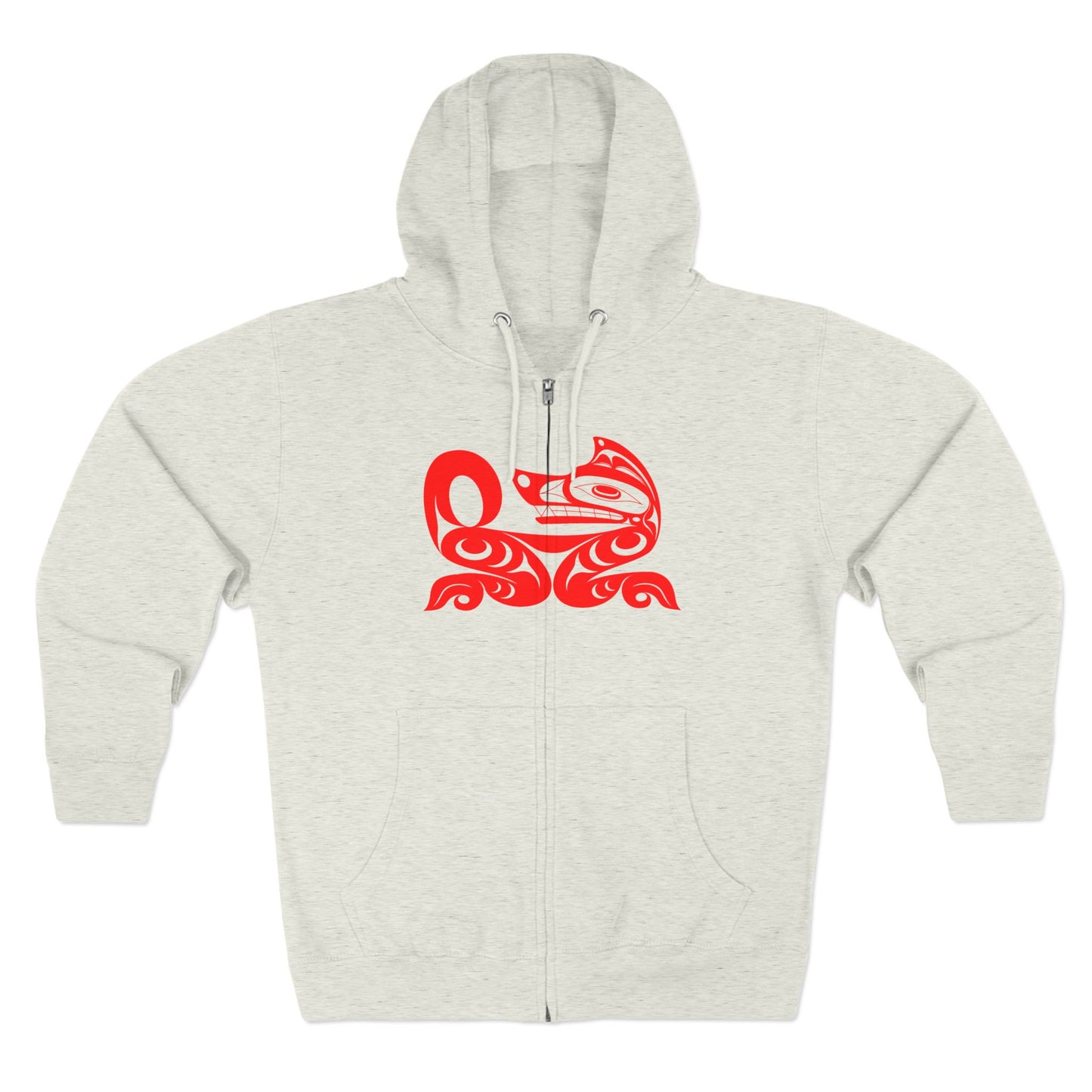 Black Unisex Zip Hoodie with “ Red Wolf” design by Joshua Watts
