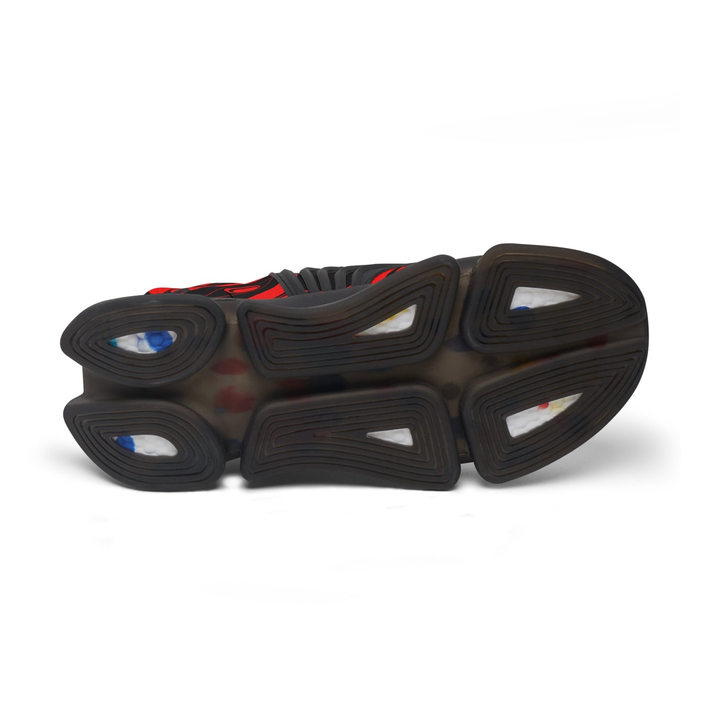 Women’s Stylin’ Black Sneakers with Red Wolf design by Joshua Watts