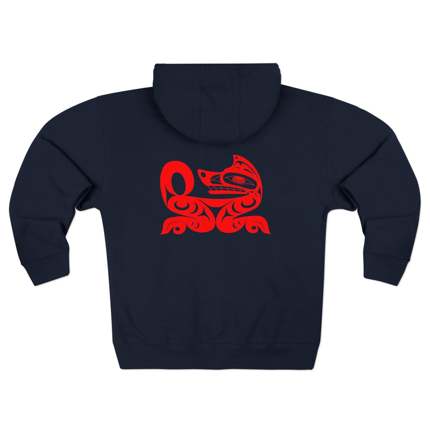 Black Unisex Zip Hoodie with “ Red Wolf” design by Joshua Watts