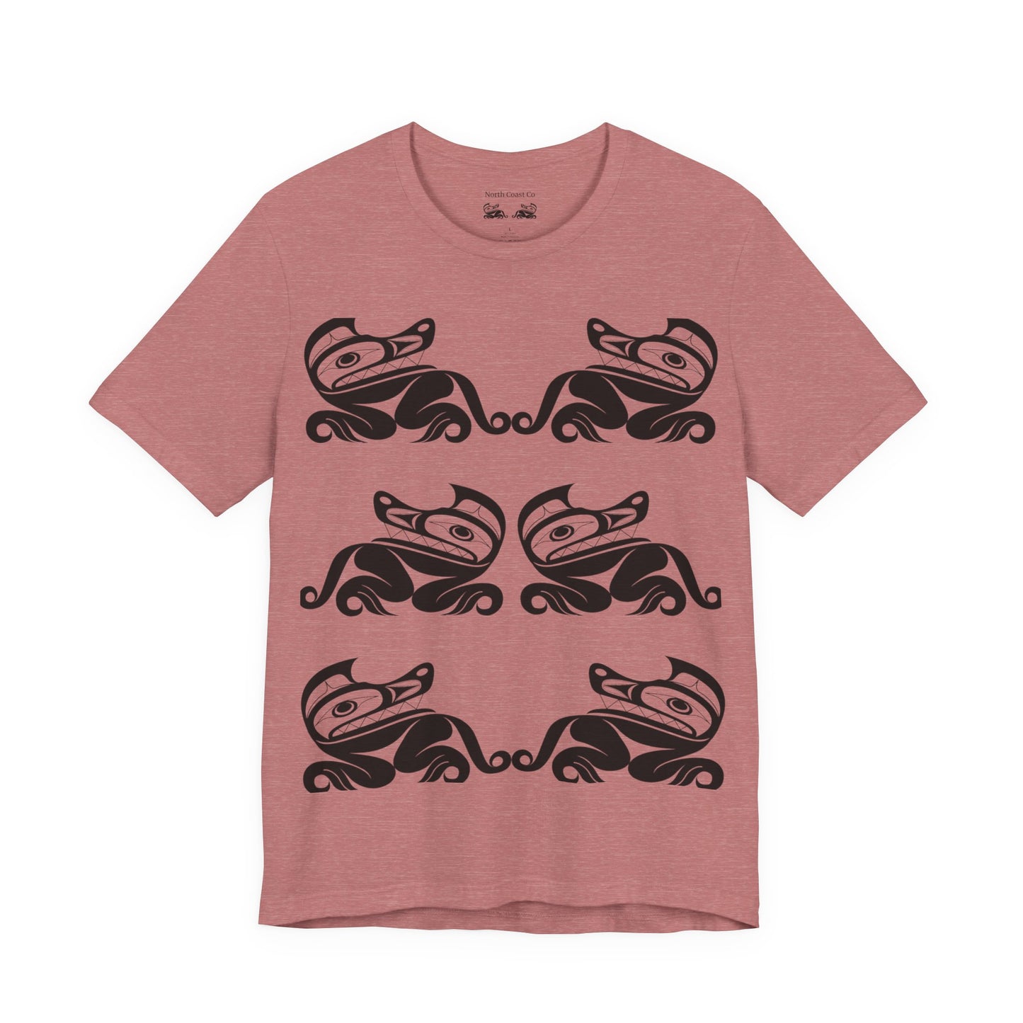 Unisex T-Shirt with black and white “Twin Wolves” design by Joshua Watts