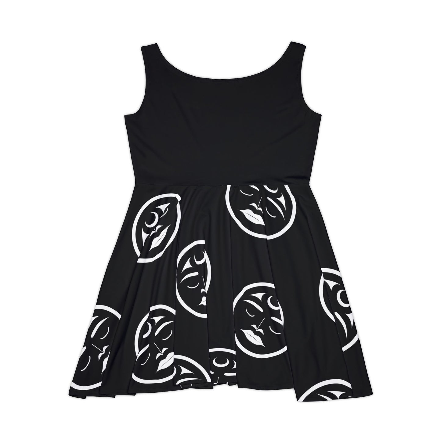 Black Skater Dress with Many Moons design by Joshua Watts