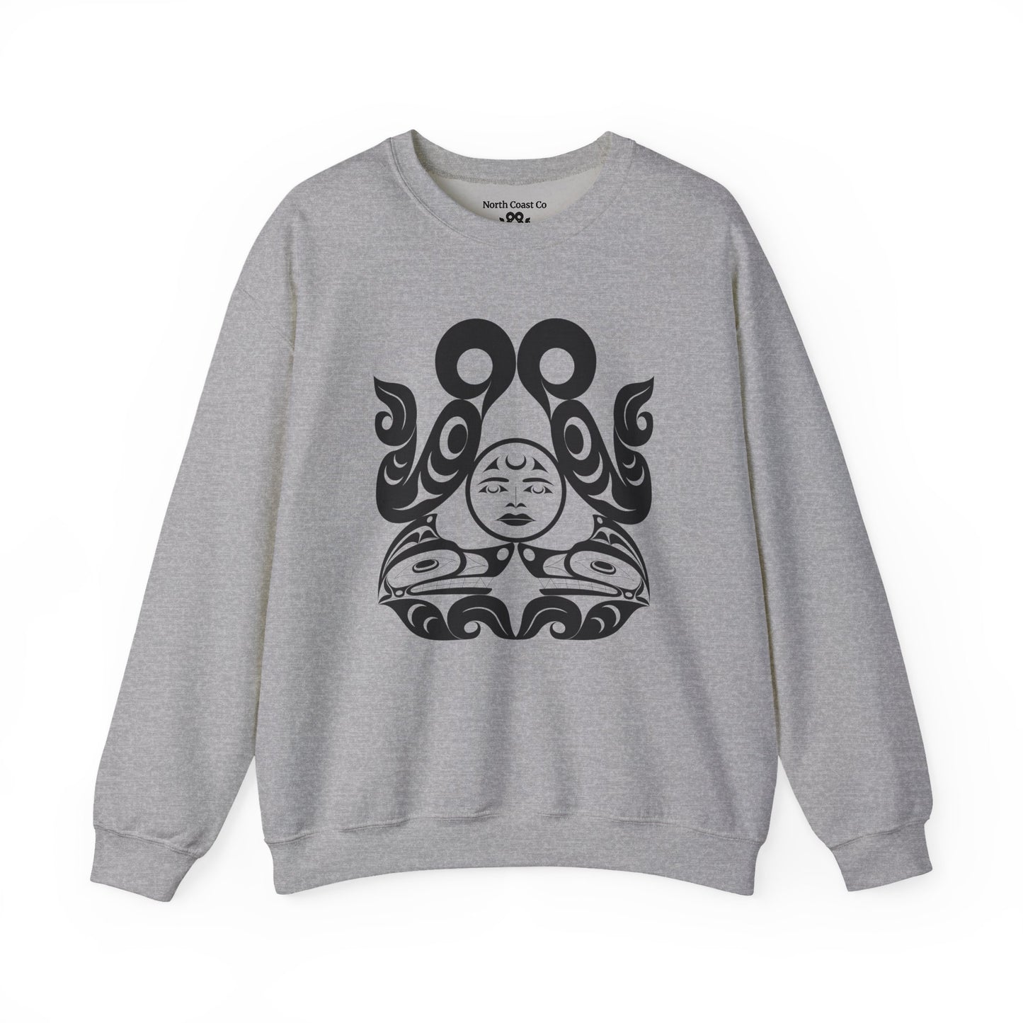 Unisex Crewneck Pullover sweatshirt with White “Tsuu-Baa-Asaxt Wolves” design by Joshua Watts