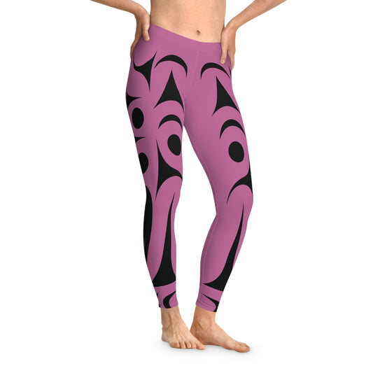Black and Purple Abstract Salish Wing Legging designed by Joshua Watts