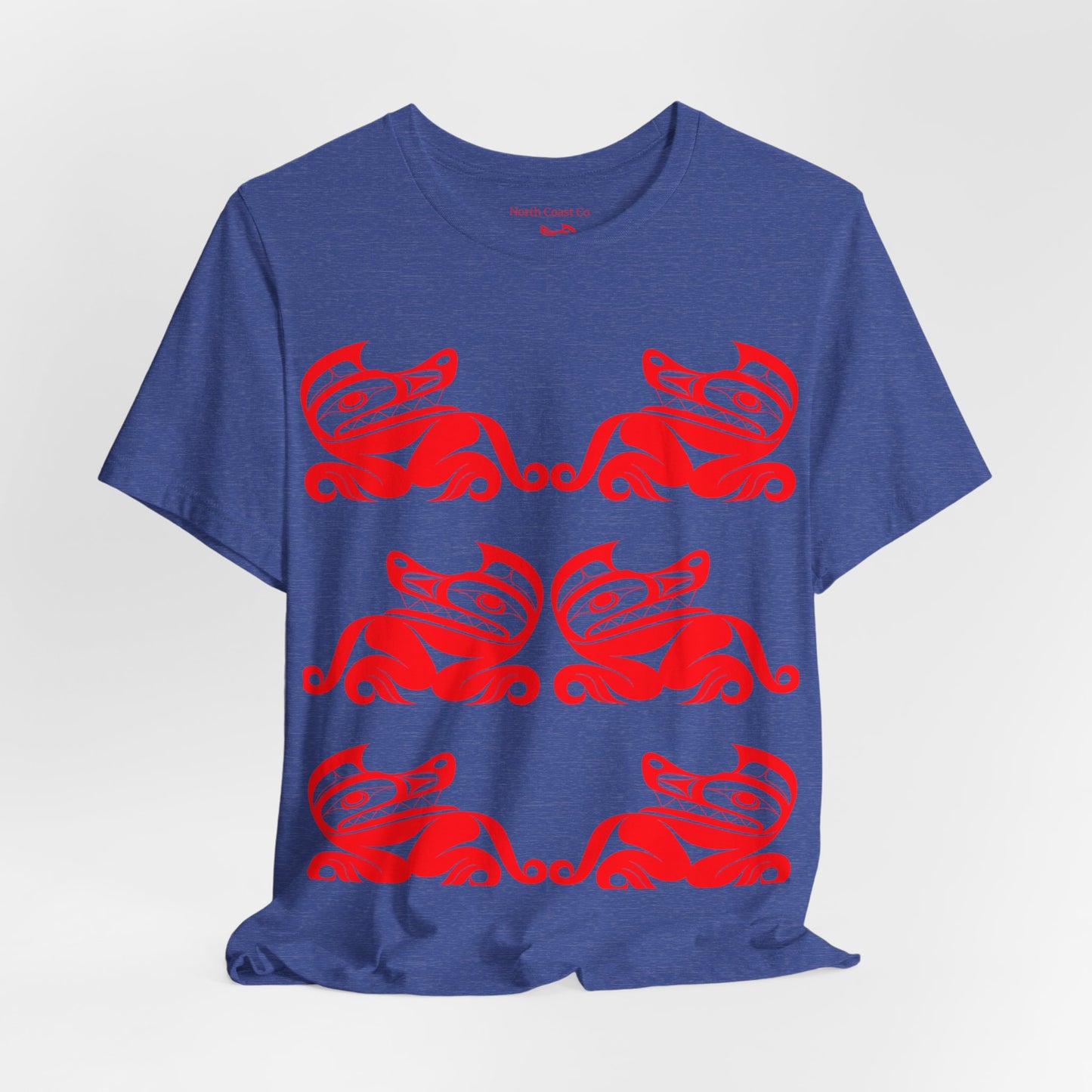 Unisex T-Shirt with red“Twin Wolves” design by Joshua Watts