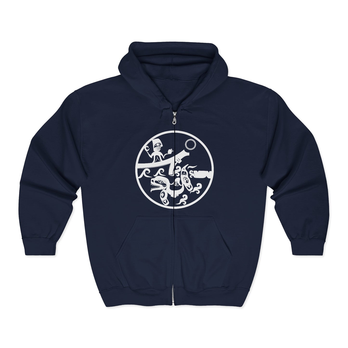 Unisex Zip Hoodie with White “Observing” design by Joshua Watts