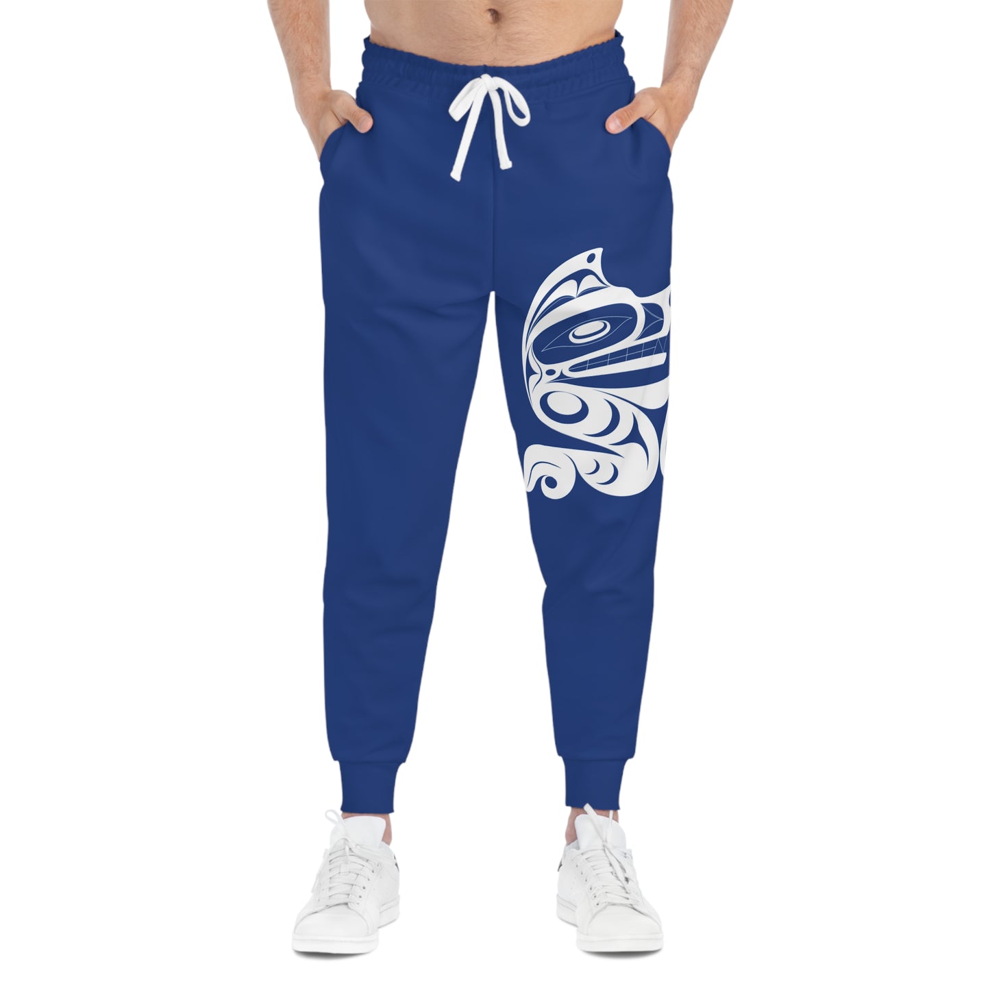 Unisex Dark Blue and White Athletic fit Joggers designed by Joshua watts