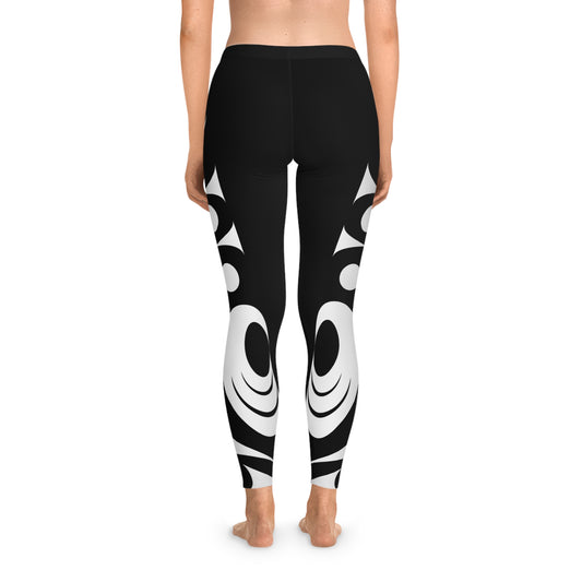 Black and White Abstract Salish wing Legging designed by Joshua Watts
