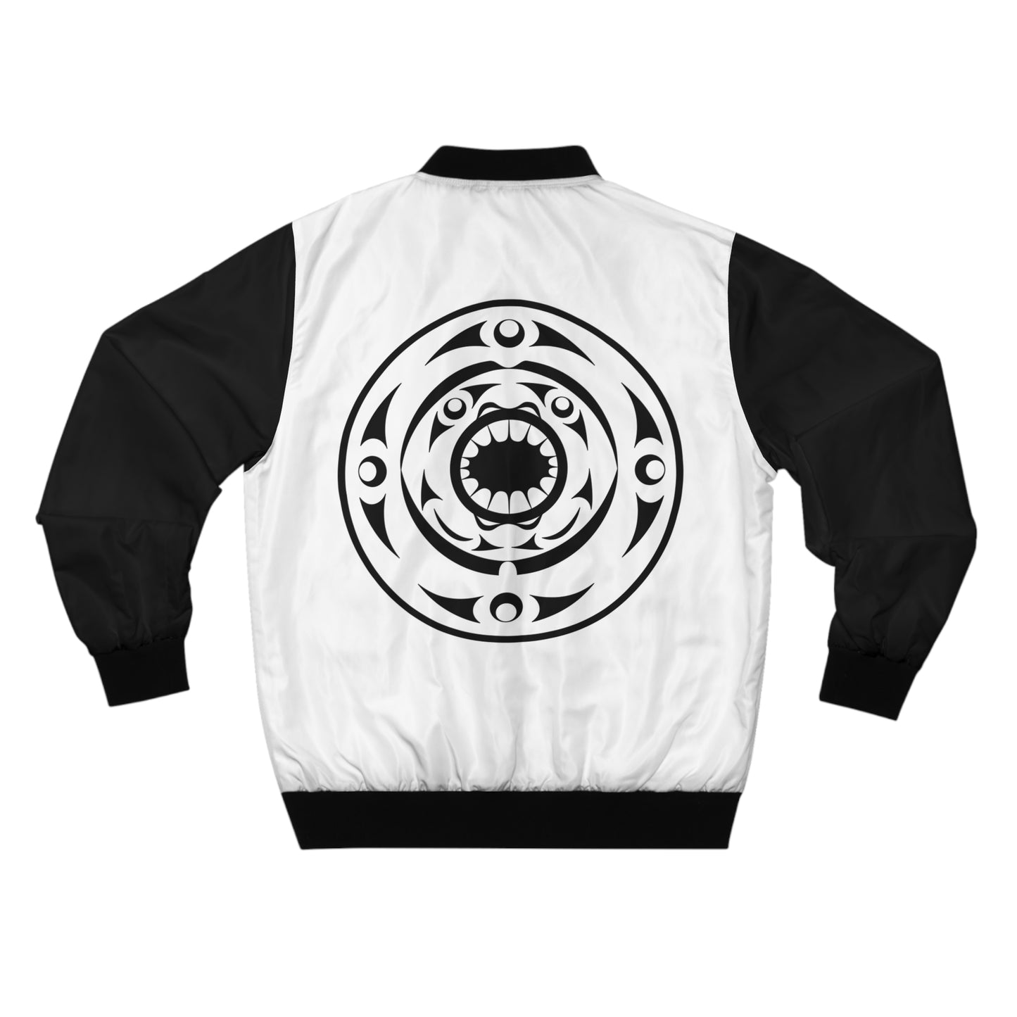 Unisex Black and White Bomber Jacket with “Life and Death” designed by Joshua Watts