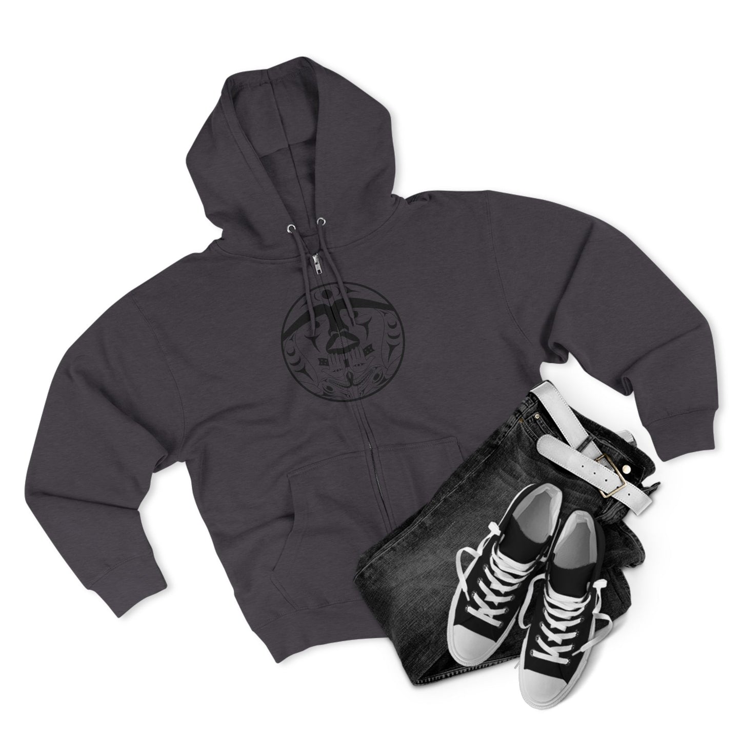 Unisex Zip Hoodie with “Xwechtaal” design by Joshua Watts