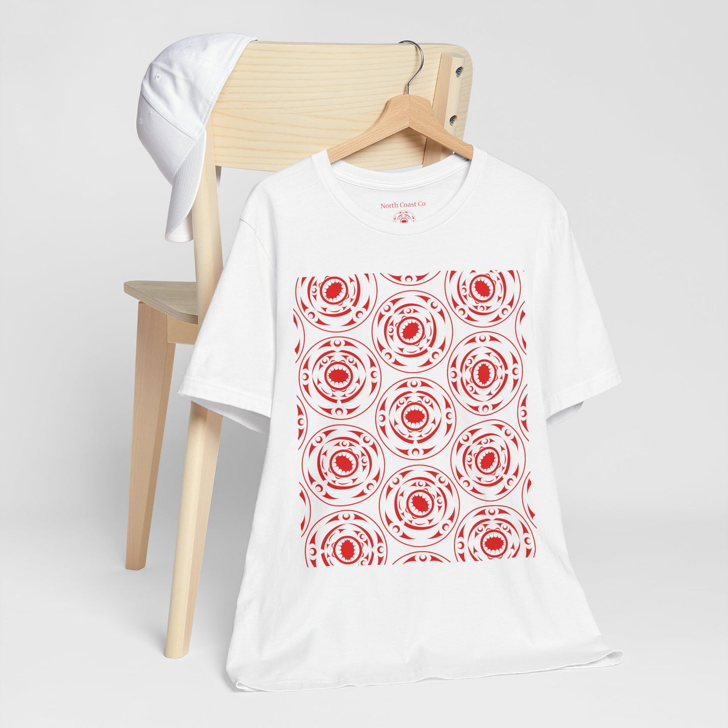 Unisex T-Shirt with red “Life and Death” pattern design by Joshua Watts