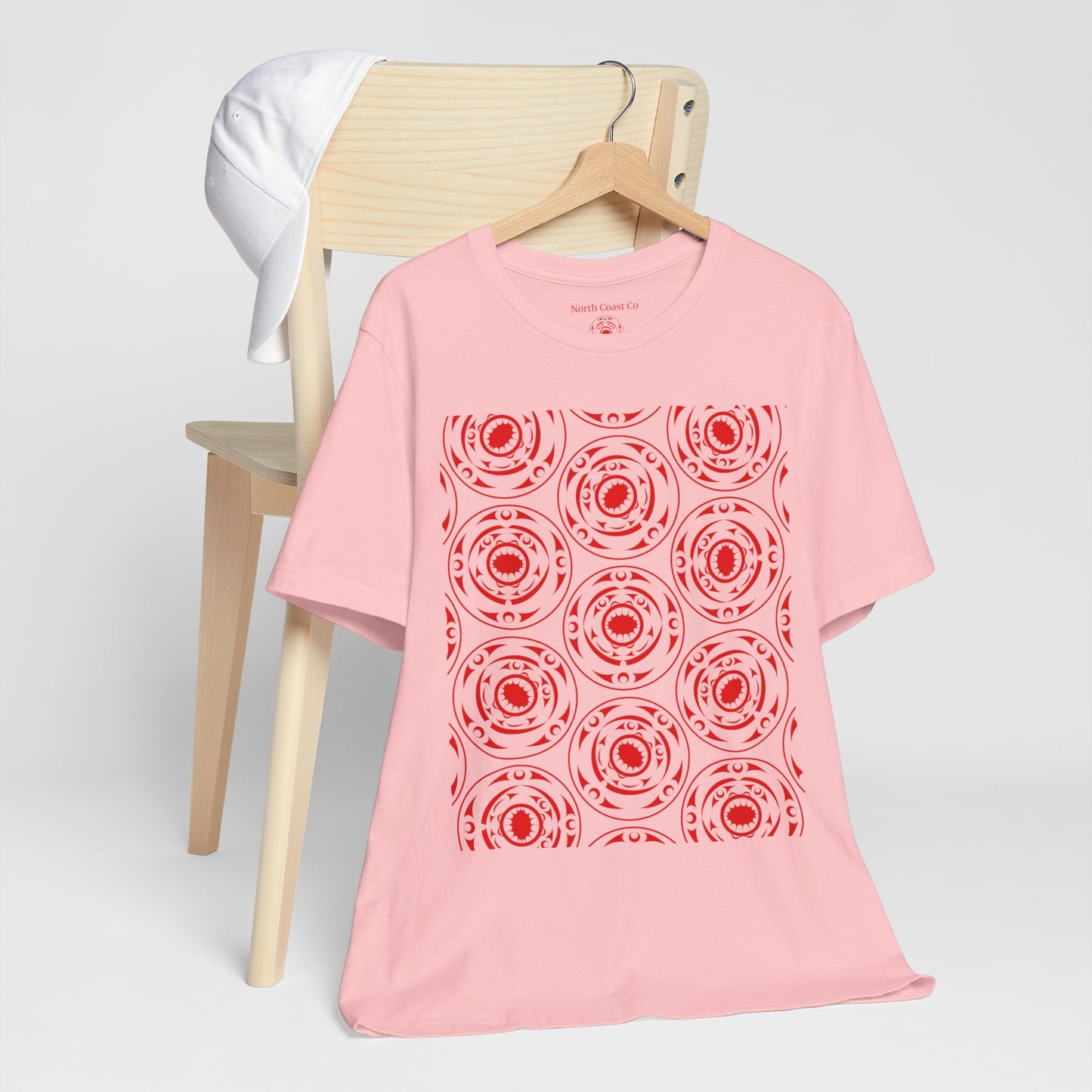 Unisex T-Shirt with red “Life and Death” pattern design by Joshua Watts